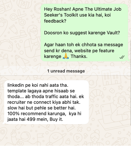 WhatsApp feedback